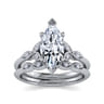Eliza - Vintage Inspired 14K White Gold Split Shank Marquise Shape Diamond Engagement Ring - 0.07 ct