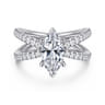 Elite - 14K White Gold Split Shank Marquise Shape Diamond Engagement Ring - 0.55 ct