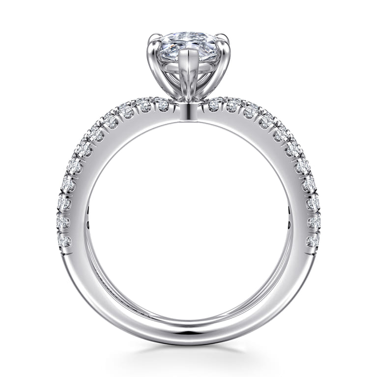 Elite - 14K White Gold Split Shank Marquise Shape Diamond Engagement Ring - 0.55 ct - Shot 2