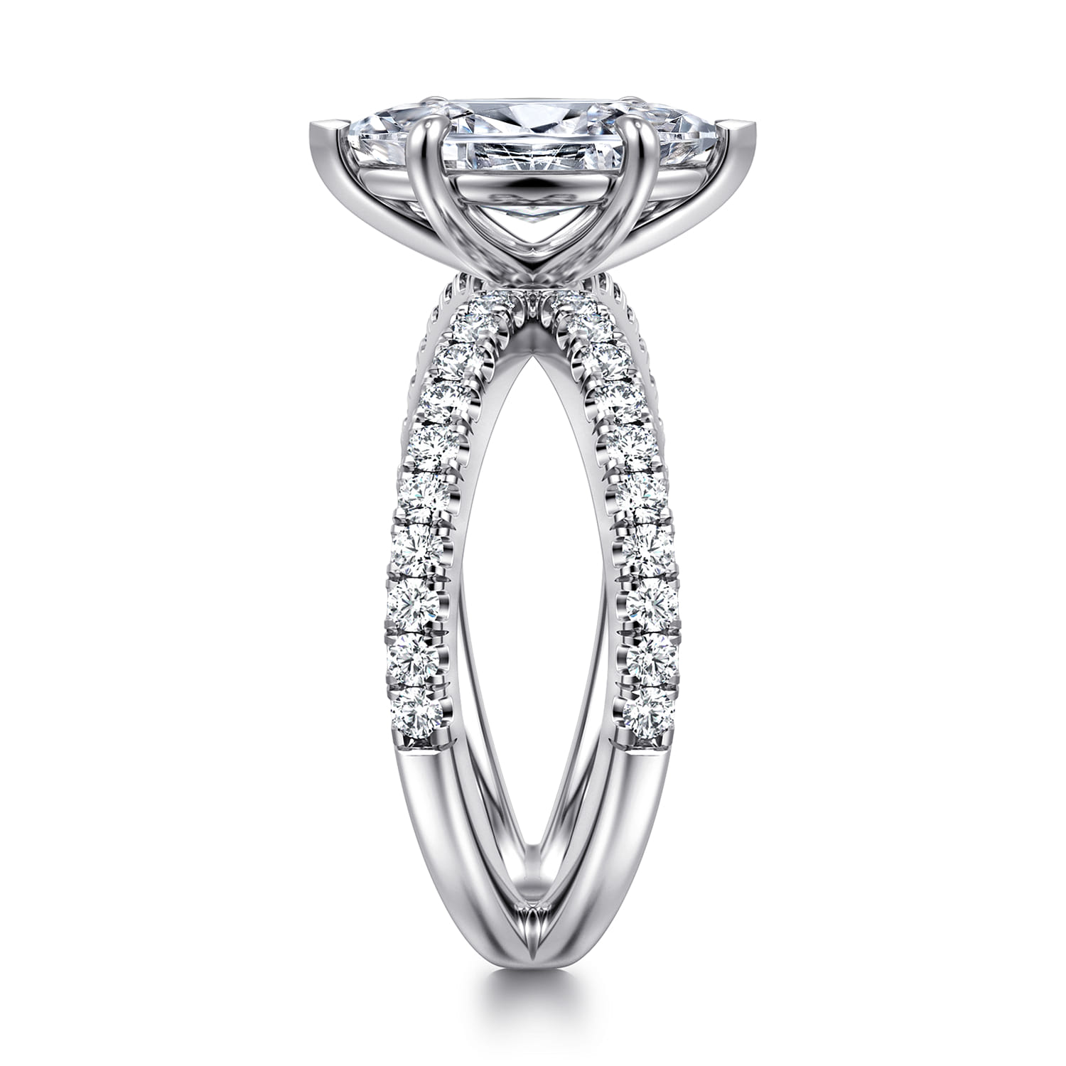 Elite - 14K White Gold Split Shank Marquise Shape Diamond Engagement Ring - 0.55 ct - Shot 4