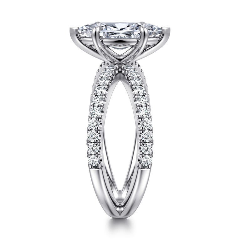 Elite - 14K White Gold Split Shank Marquise Shape Diamond Engagement Ring - 0.55 ct - Shot 4