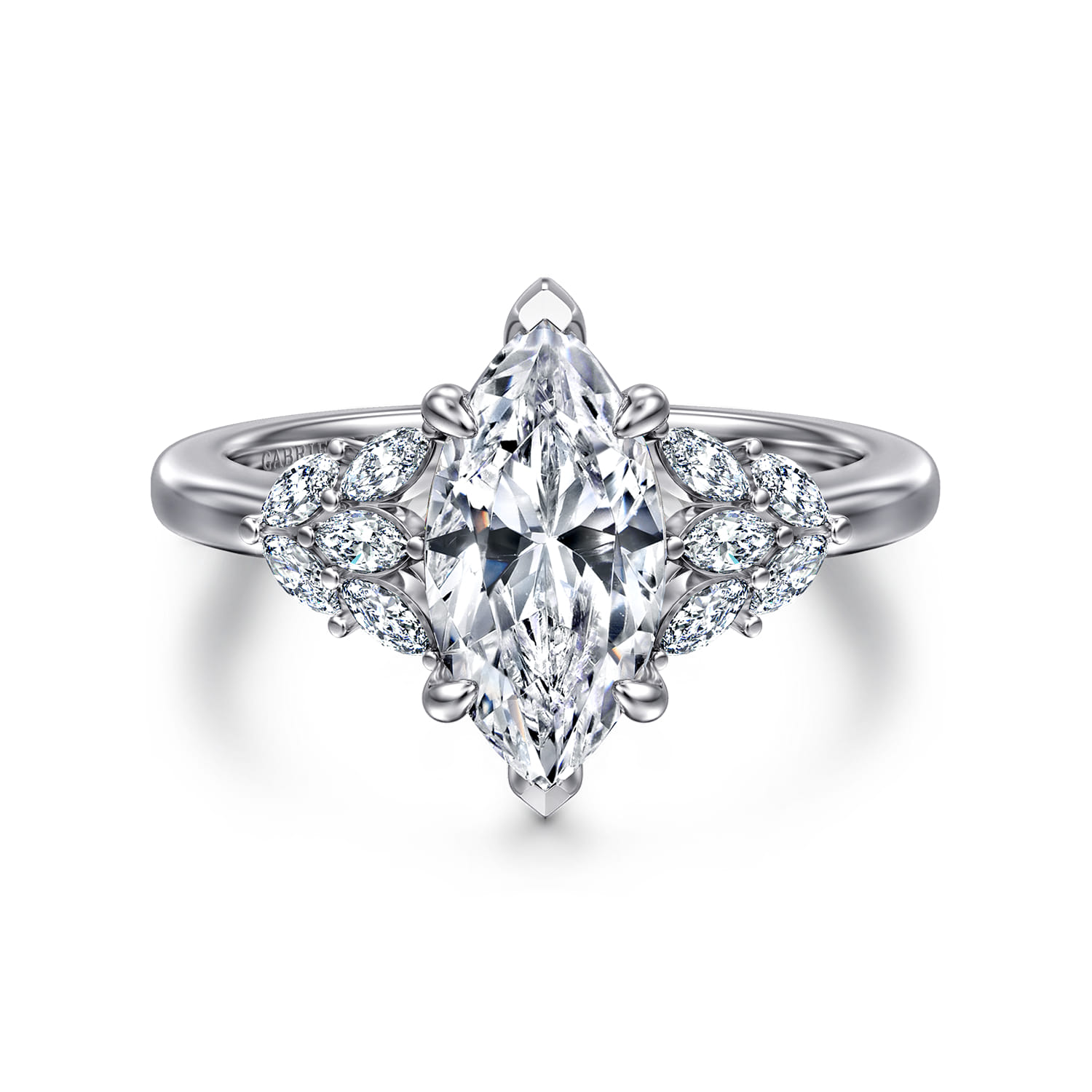 Cami - 14K White Gold Marquise Shape Diamond Engagement Ring - 0.3 ct - Shot 1