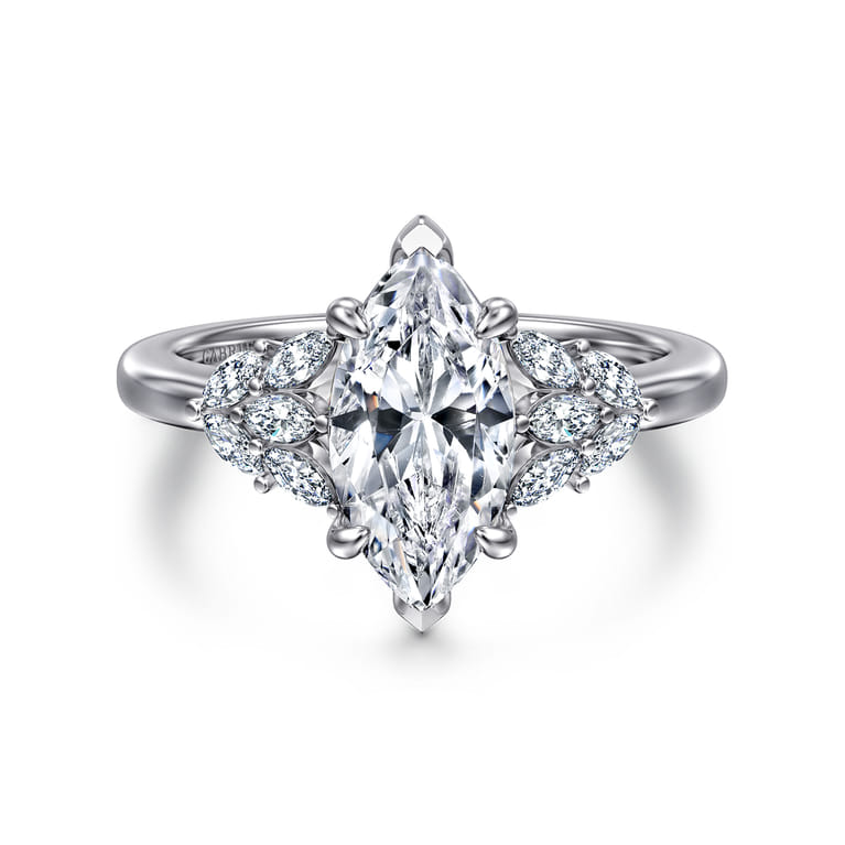 Cami - 14K White Gold Marquise Shape Diamond Engagement Ring - 0.3 ct - Shot 1