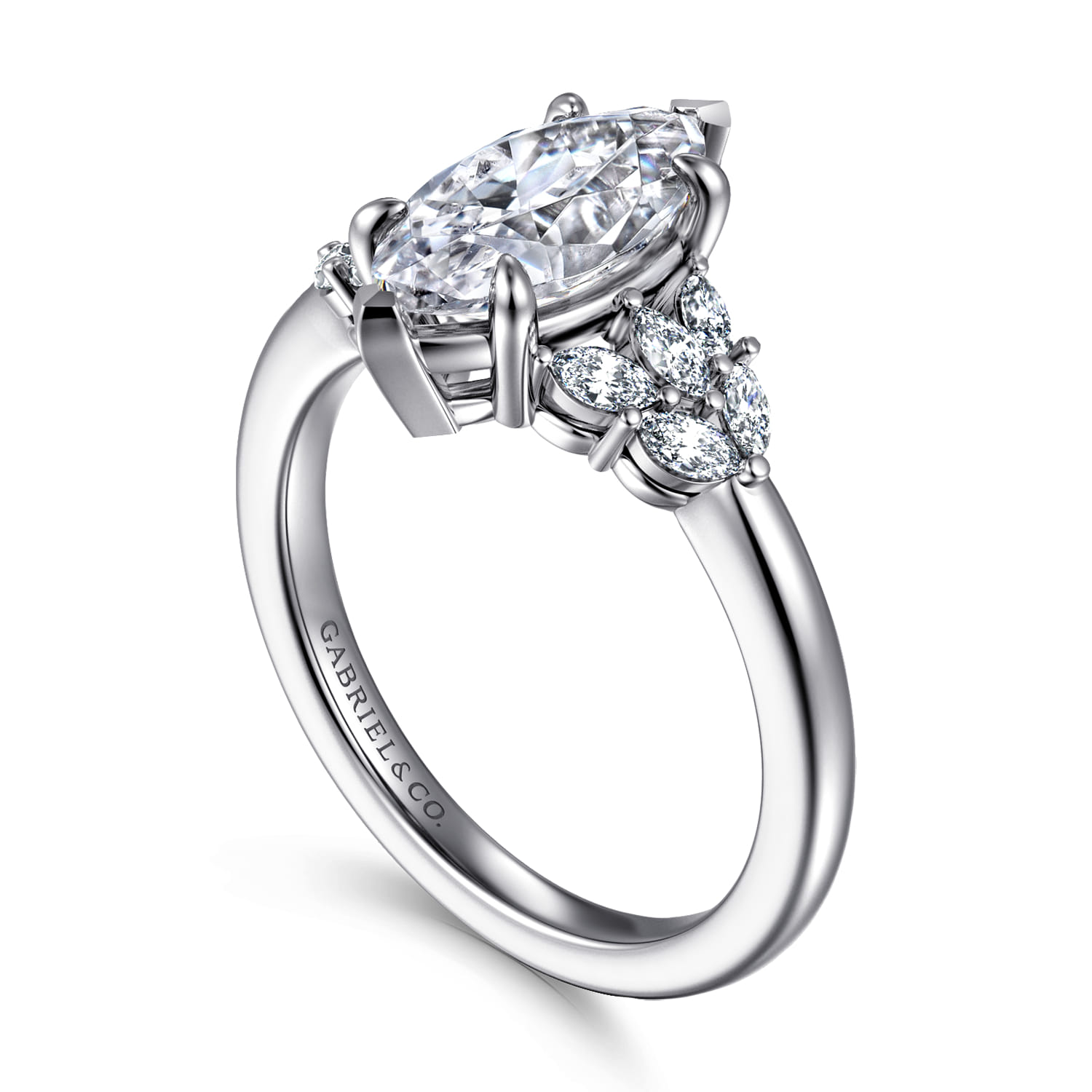 Cami - 14K White Gold Marquise Shape Diamond Engagement Ring - 0.3 ct - Shot 3