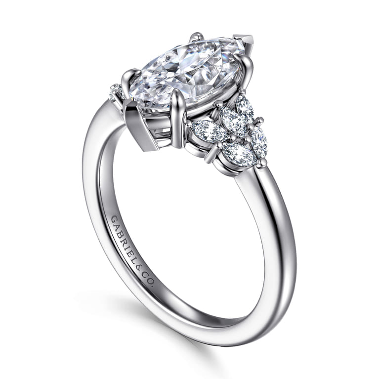 Cami - 14K White Gold Marquise Shape Diamond Engagement Ring - 0.3 ct - Shot 3