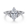 Adella - 14K White Gold Marquise Shape Diamond Engagement Ring - 0.4 ct