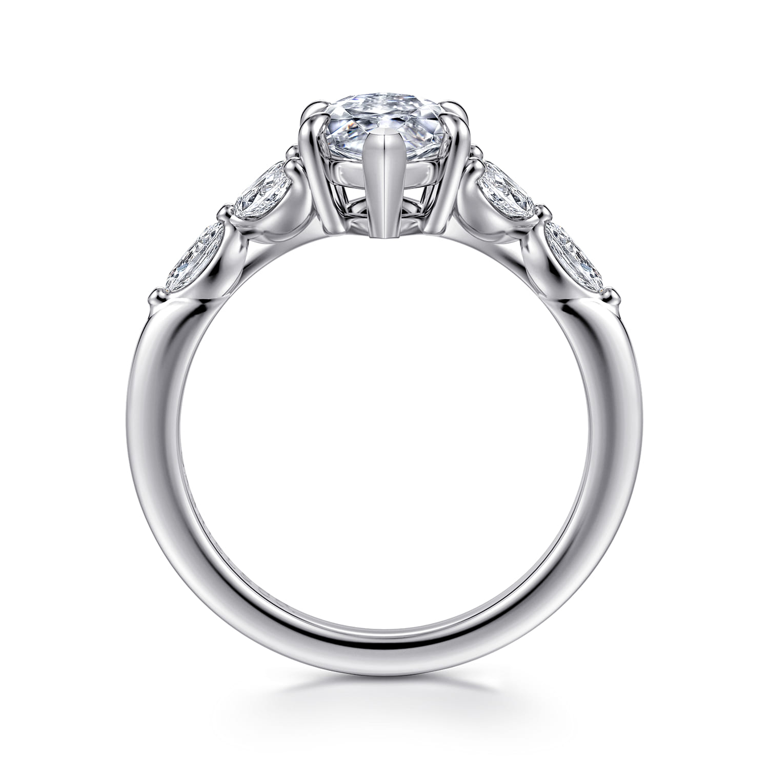 Adella - 14K White Gold Marquise Shape Diamond Engagement Ring - 0.4 ct - Shot 2