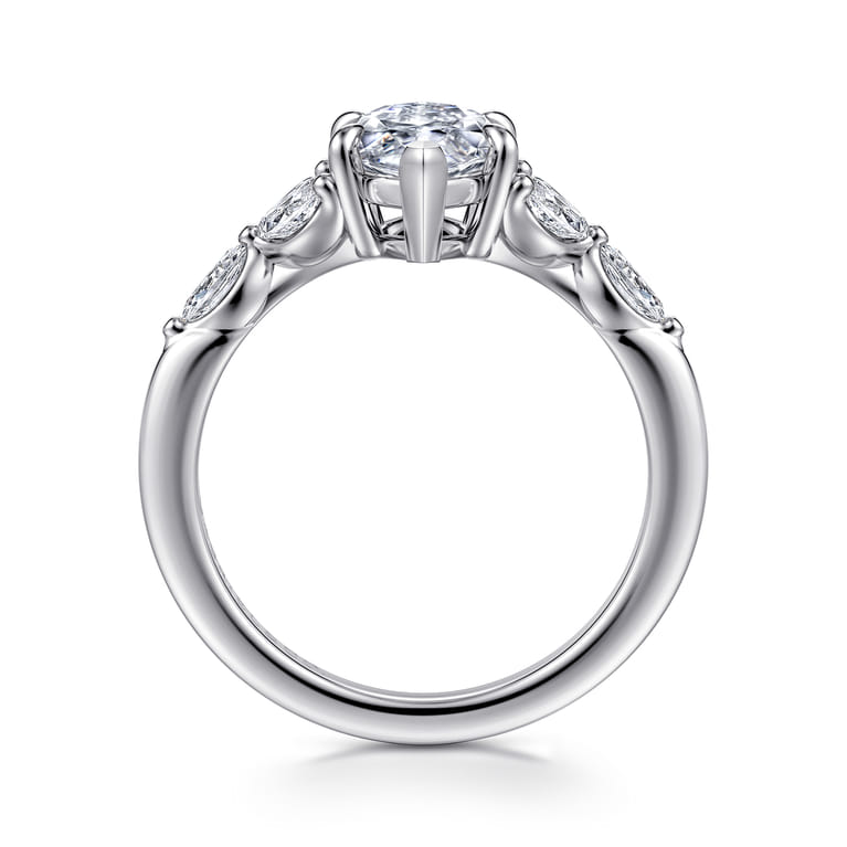 Adella - 14K White Gold Marquise Shape Diamond Engagement Ring - 0.4 ct - Shot 2