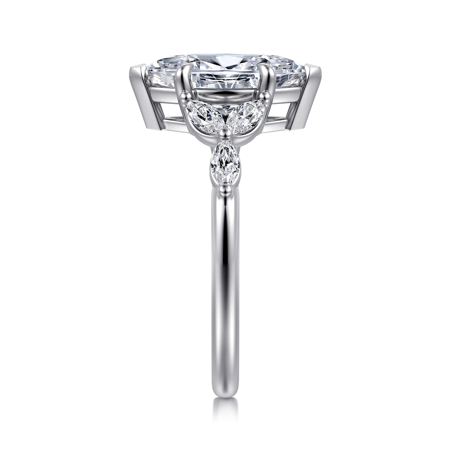Adella - 14K White Gold Marquise Shape Diamond Engagement Ring - 0.4 ct - Shot 4