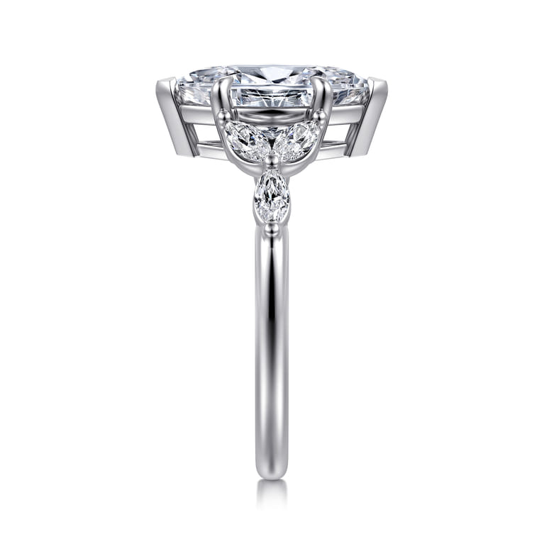 Adella - 14K White Gold Marquise Shape Diamond Engagement Ring - 0.4 ct - Shot 4