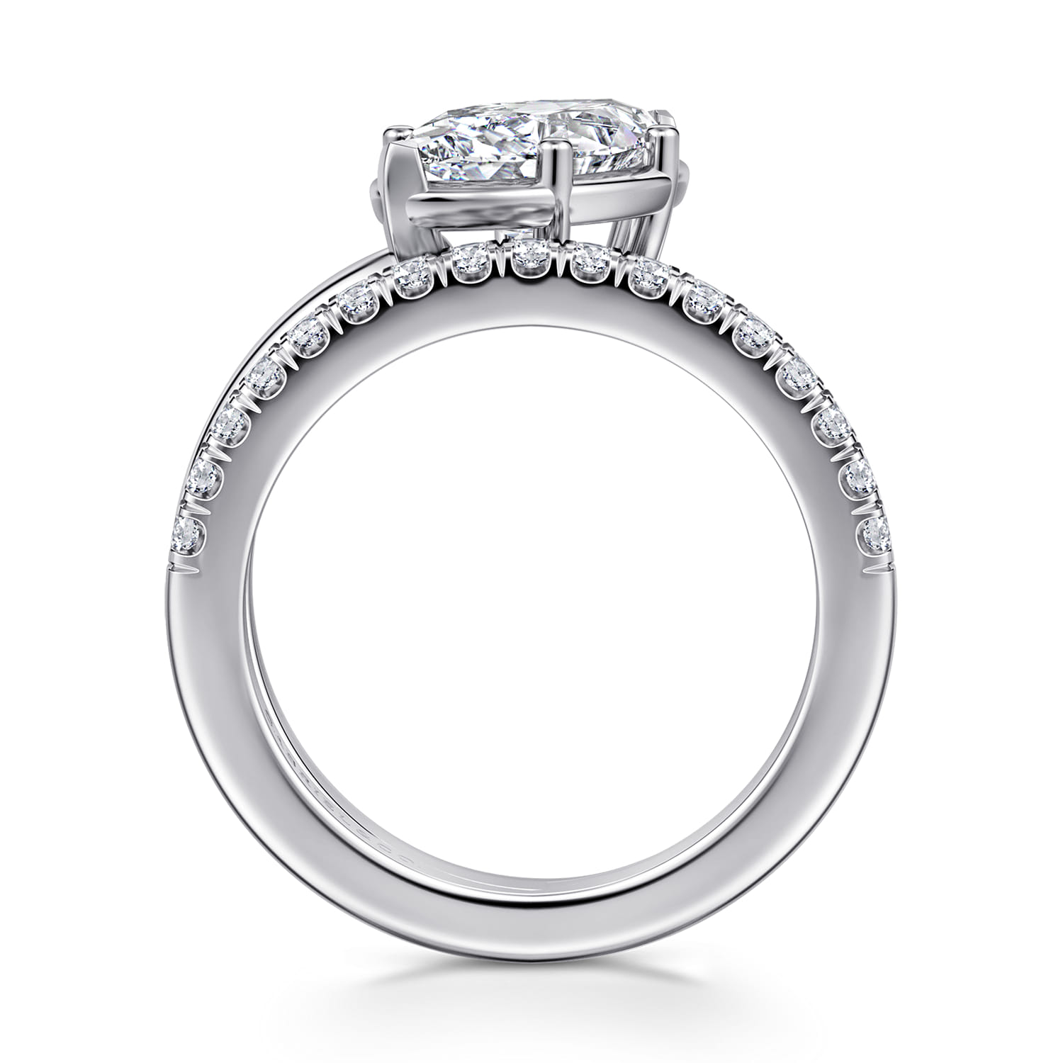 Margo - 14K White Gold Bezel Prong Marquise Shape Wrap Engagement Ring - 0.3 ct - Shot 2