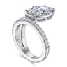 Margo - 14K White Gold Bezel Prong Marquise Shape Wrap Engagement Ring - 0.3 ct