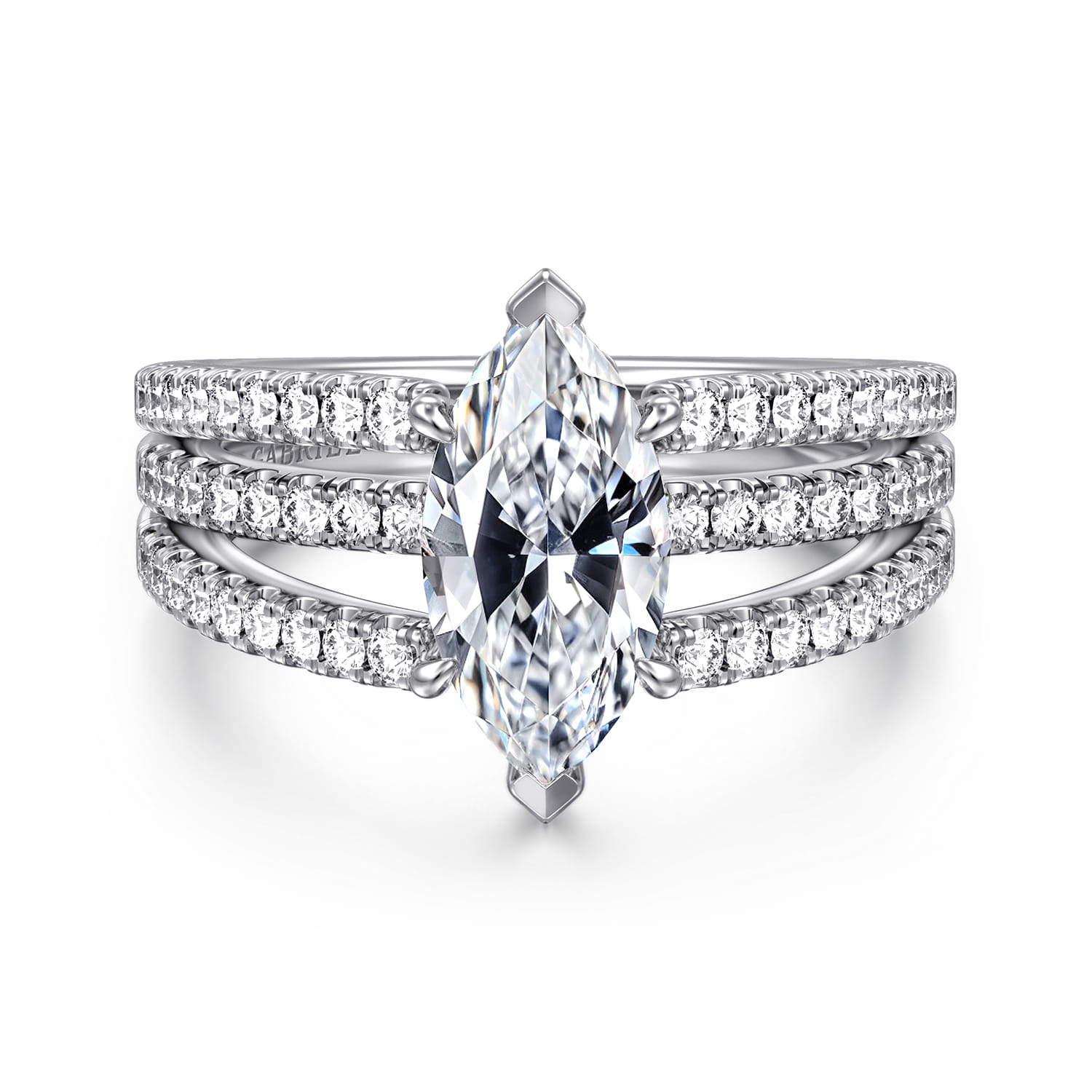 Rivah - 14K White Gold Split Shank Marquise Shape Diamond Engagement Ring - 0.5 ct - Shot 1