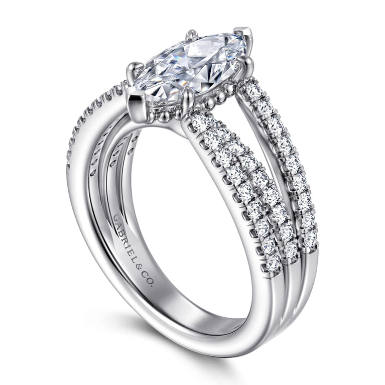 Rivah - 14K White Gold Split Shank Marquise Shape Diamond Engagement Ring - 0.5 ct - Shot 3