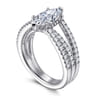 Rivah - 14K White Gold Split Shank Marquise Shape Diamond Engagement Ring - 0.5 ct