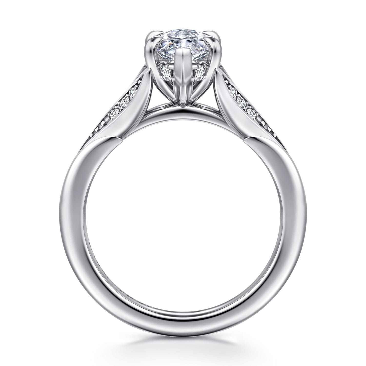 Taye - 14K White Gold Split Shank Marquise Shape Diamond Engagement Ring - 0.15 ct - Shot 2