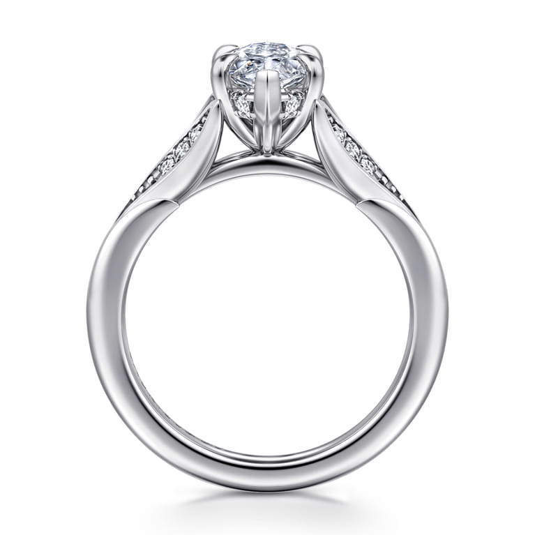 Taye - 14K White Gold Split Shank Marquise Shape Diamond Engagement Ring - 0.15 ct - Shot 2