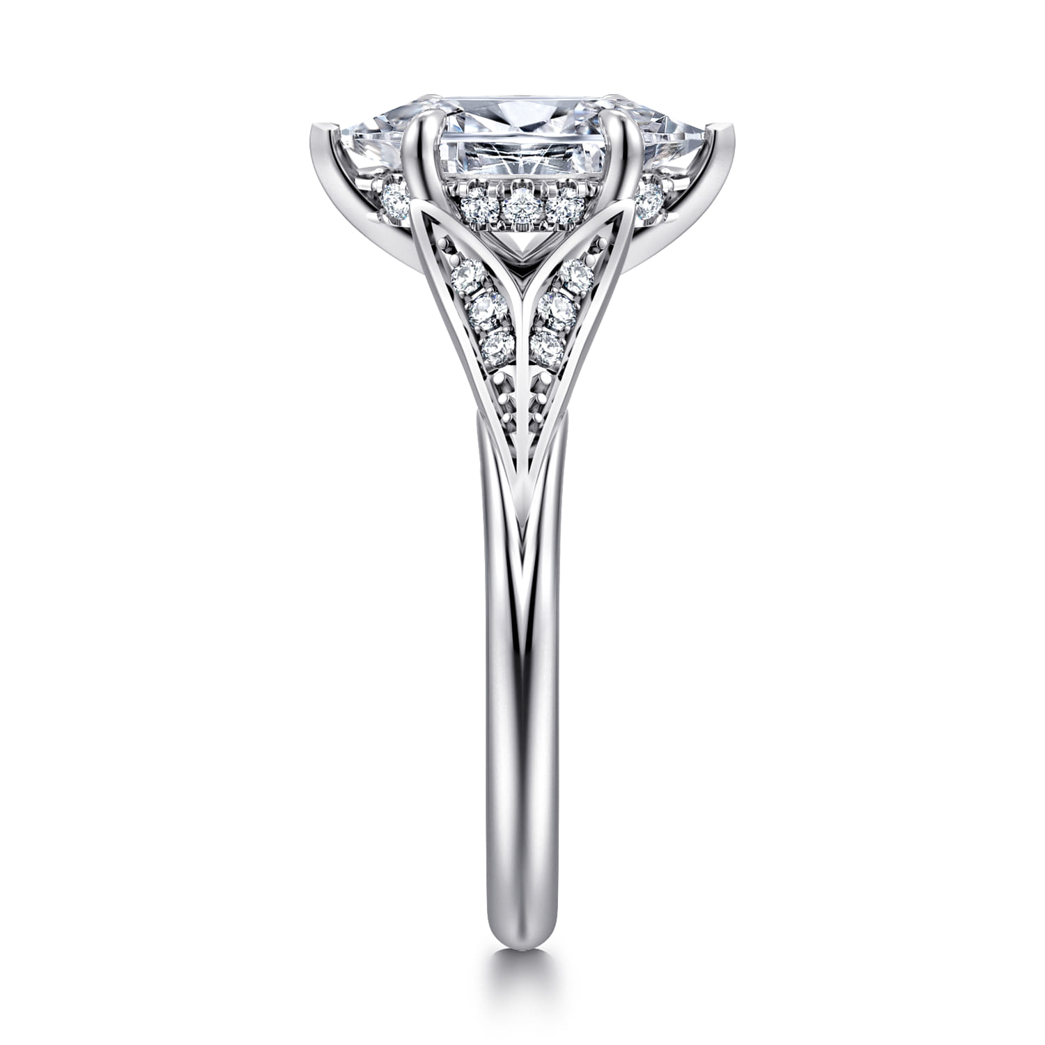 Taye - 14K White Gold Split Shank Marquise Shape Diamond Engagement Ring - 0.15 ct - Shot 4