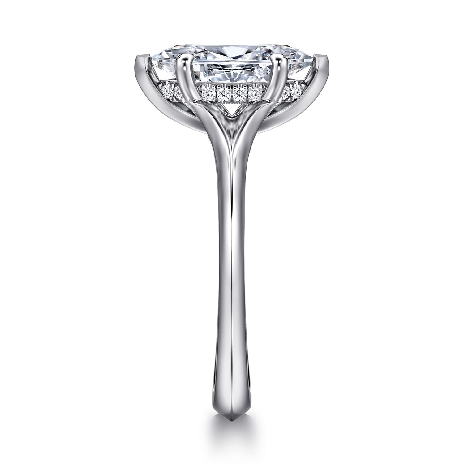 Alden - 14K White Gold Split Shank Marquise Shape Diamond Engagement Ring - 0.06 ct - Shot 4