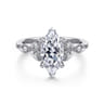 Brigida - Vintage Inspired 14K White Gold Marquise Shape Diamond Engagement Ring - 0.14 ct