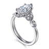 Brigida - Vintage Inspired 14K White Gold Marquise Shape Diamond Engagement Ring - 0.14 ct
