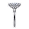 Brigida - Vintage Inspired 14K White Gold Marquise Shape Diamond Engagement Ring - 0.14 ct