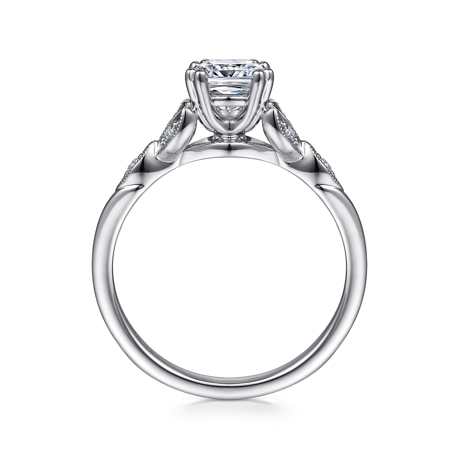 Celia - 14K White Gold Cushion Cut Diamond Engagement Ring - 0.07 ct - Shot 2