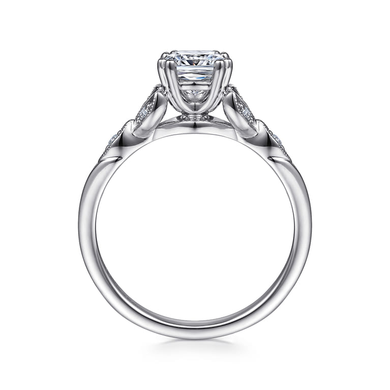 Celia - 14K White Gold Cushion Cut Diamond Engagement Ring - 0.07 ct - Shot 2
