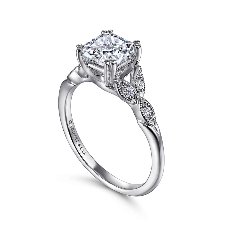 Celia - 14K White Gold Cushion Cut Diamond Engagement Ring - 0.07 ct - Shot 3