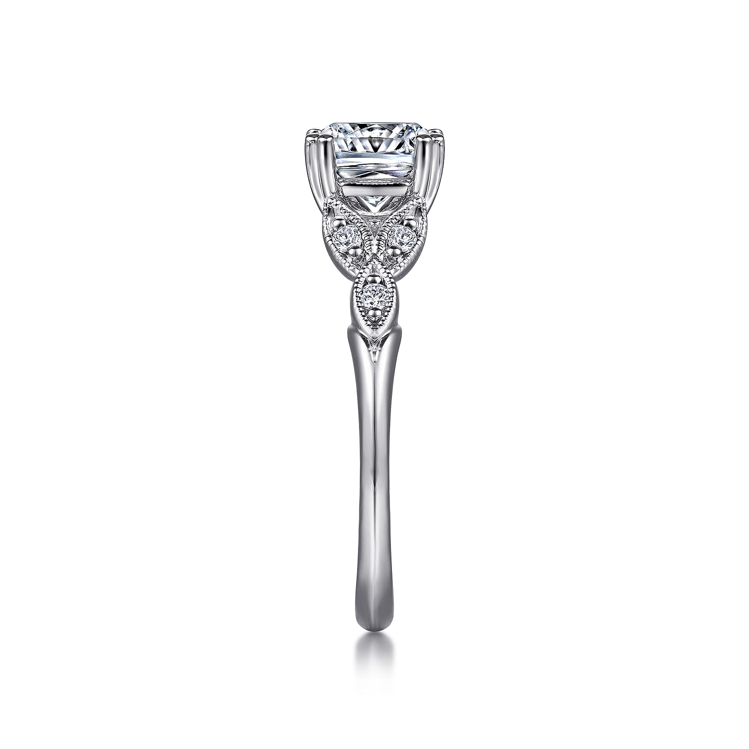 Celia - 14K White Gold Cushion Cut Diamond Engagement Ring - 0.07 ct - Shot 5