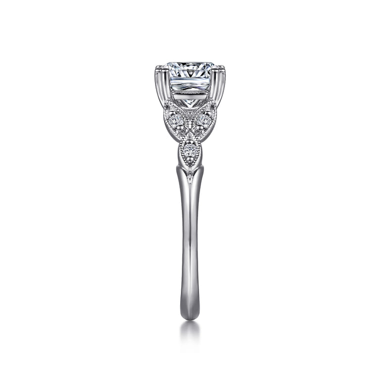 Celia - 14K White Gold Cushion Cut Diamond Engagement Ring - 0.07 ct - Shot 5