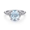 Shira - 14K White Gold Split Shank Oval Aquamarine and Diamond Engagement Ring - 0.07 ct