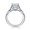 Shira - 14K White Gold Split Shank Oval Aquamarine and Diamond Engagement Ring - 0.07 ct