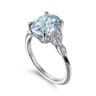 Shira - 14K White Gold Split Shank Oval Aquamarine and Diamond Engagement Ring - 0.07 ct