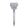 Shira - 14K White Gold Split Shank Oval Aquamarine and Diamond Engagement Ring - 0.07 ct