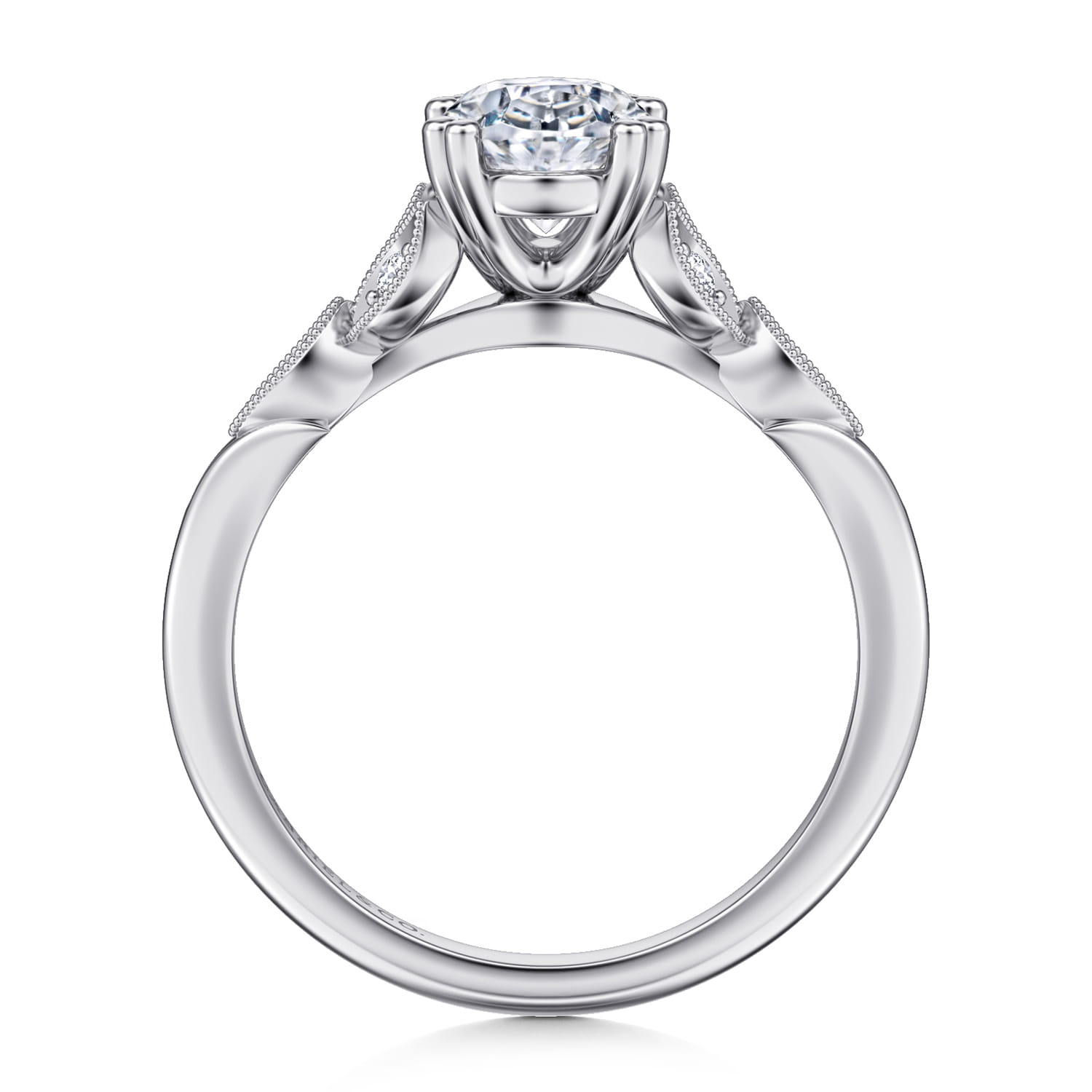 Celia - 14K White Gold Oval Diamond Engagement Ring - 0.08 ct - Shot 2