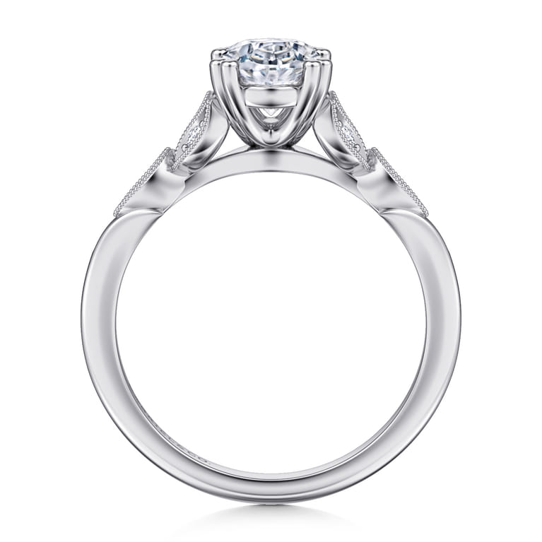Celia - 14K White Gold Oval Diamond Engagement Ring - 0.08 ct - Shot 2