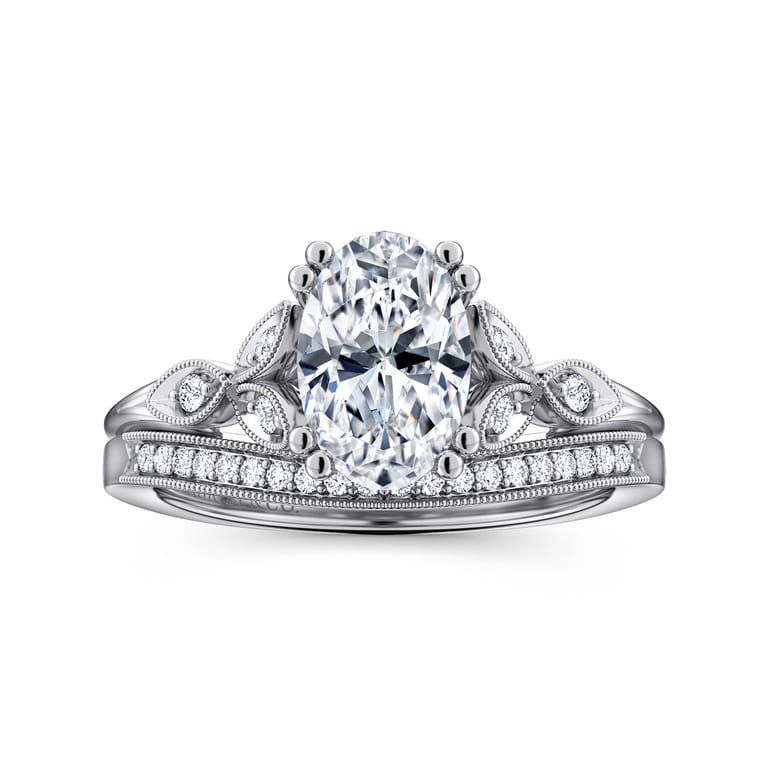 Celia - 14K White Gold Oval Diamond Engagement Ring - 0.08 ct - Shot 4