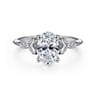 Eliza - Vintage Inspired 14K White Gold Split Shank Oval Diamond Engagement Ring - 0.07 ct