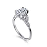 Eliza - Vintage Inspired 14K White Gold Split Shank Oval Diamond Engagement Ring - 0.07 ct