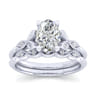 Eliza - Vintage Inspired 14K White Gold Split Shank Oval Diamond Engagement Ring - 0.07 ct