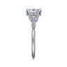 Eliza - Vintage Inspired 14K White Gold Split Shank Oval Diamond Engagement Ring - 0.07 ct