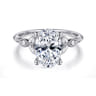 Eliza - Vintage Inspired 14K White Gold Split Shank Oval Diamond Engagement Ring - 0.07 ct