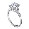 Eliza - Vintage Inspired 14K White Gold Split Shank Oval Diamond Engagement Ring - 0.07 ct