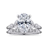Eliza - Vintage Inspired 14K White Gold Split Shank Oval Diamond Engagement Ring - 0.07 ct
