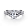 Bryce - Vintage Inspired 14K White Gold Split Shank Oval Diamond Engagement Ring - 0.2 ct