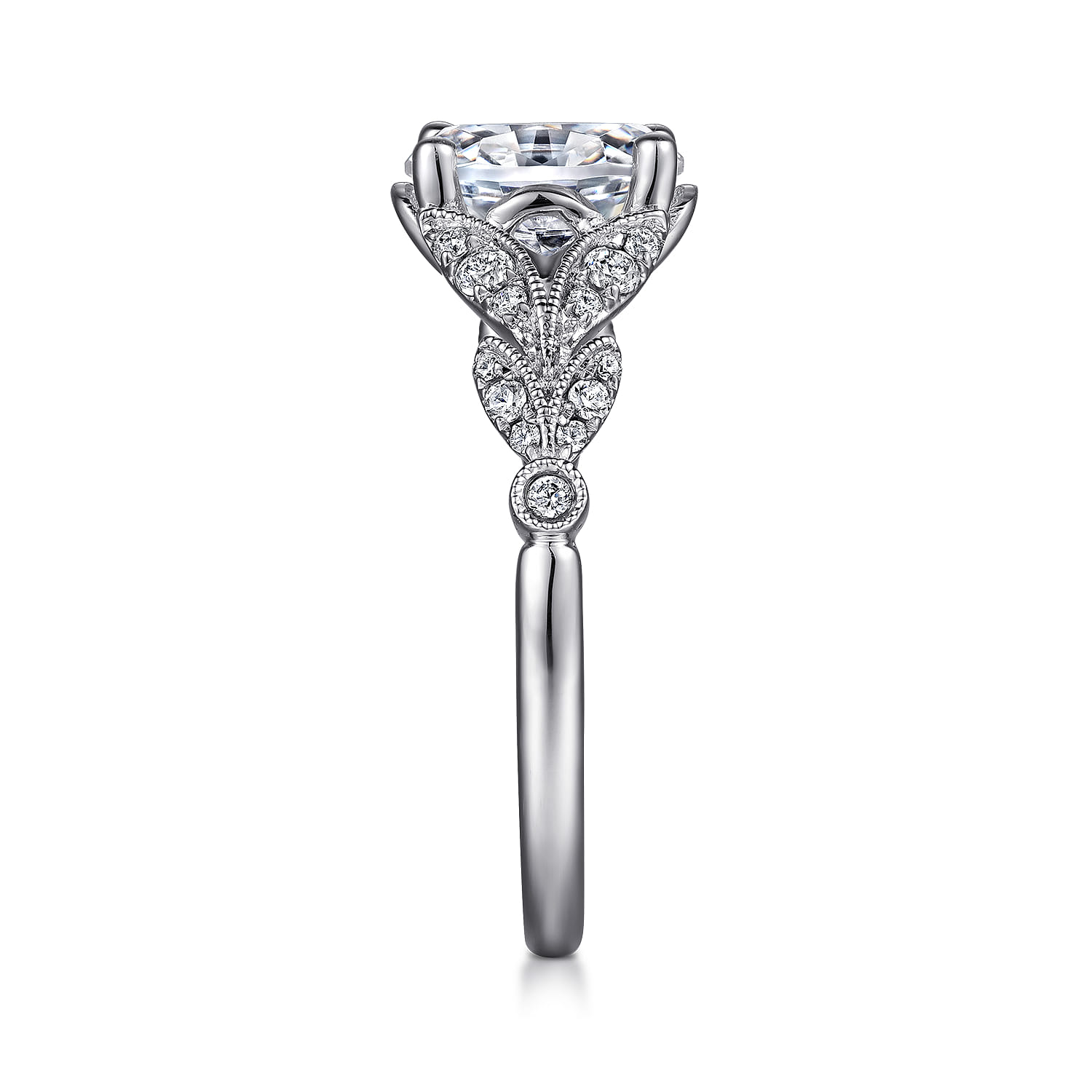 Bryce - Vintage Inspired 14K White Gold Split Shank Oval Diamond Engagement Ring - 0.2 ct - Shot 5