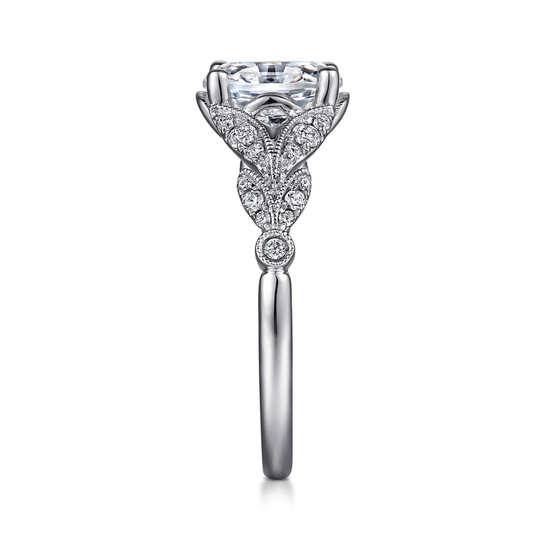 Bryce - Vintage Inspired 14K White Gold Split Shank Oval Diamond Engagement Ring - 0.2 ct - Shot 5