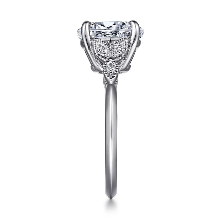 Shira - 14K White Gold Split Shank Oval Diamond Engagement Ring - 0.07 ct - Shot 5
