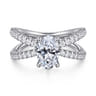 Elite - 14K White Gold Split Shank Oval Diamond Engagement Ring - 0.55 ct